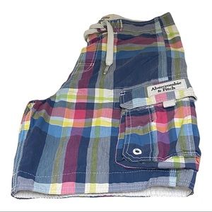 Abercrombie Plaid Swim Board Cargo Shorts